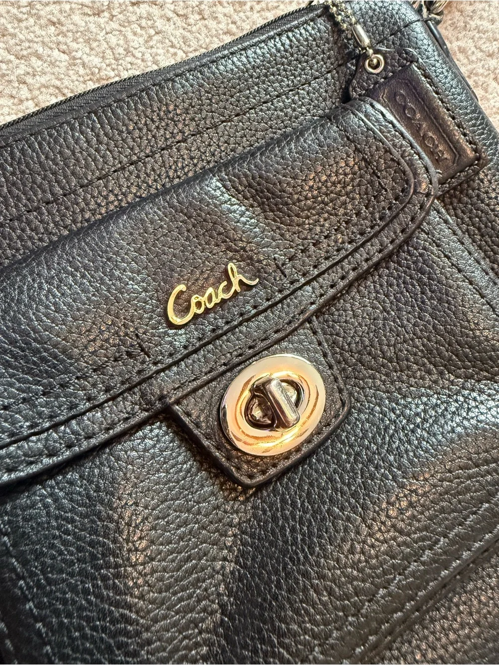 Coach Black Pebbled Leather Crossbody Bag